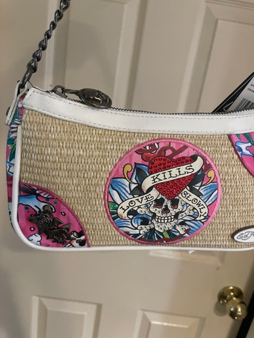 Ed Hardy Straw Hobo Bag (with crossbody strap) - Picture 4 of 9
